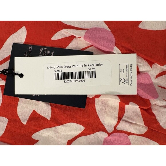 Mister Zimi womens Olivia Midi Dress size 6 AU (2 US) Red Daisy Tie Back $179 - Picture 6 of 9
